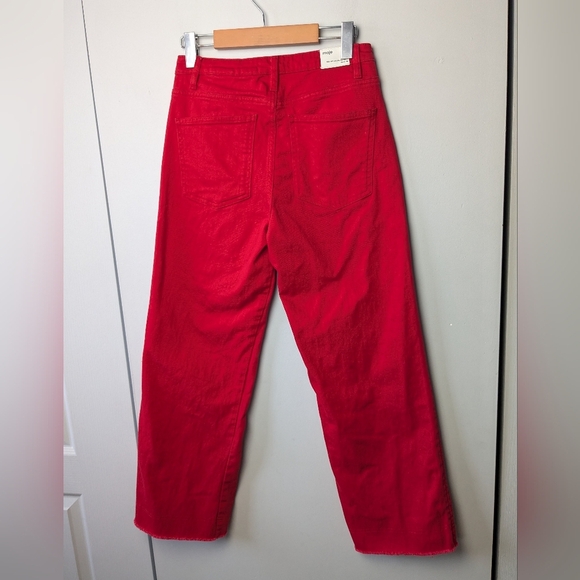 MAJE Crop Wide Leg Red Summer Pants Size 38 = Medium Or 6-8 99% Cotton - Picture 6 of 14